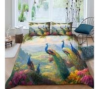 kaiyun Bel pavone Standing on The Branch Biancheria Da Letto King（220x240cm）, Motivo 3 Pezzi, Con Stampa 3D,in Microfibra Copripiumino Con Federe Per Ragazzo, Ragazza