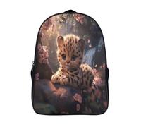 kaiyun Bellissima Forestaa profondaa Zaino Scuola Elementare Zaini Per Ragazze Ragazzi Adolescenti Autoteella Scuola Casual Borse Ghepardo Gattino Backpack 16 inch
