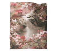 kaiyun Bellissimo gatto in un giardino fiorito primaverile Coperta in Flanella Coperte Morbide E Leggere Per Tutte Le Stagioni Lenzuola Casa E Viaggio 80x90inch(200x230cm)
