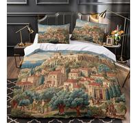 kaiyun Biancheria Da Letto Con Stampa 3D Antica città di Atene, motivo tradizionale greco Con Federe Copripiumino Con Cerniera Morbida Microfibra Per La Casa E L'hotel Super King（260x220cm）