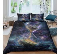 kaiyun Biancheria Da Letto Con Stampa 3D ClessidraFloating in The Void of The Universo Con Federe Copripiumino Con Cerniera Morbida Microfibra Per La Casa E L'hotel King（220x240cm）