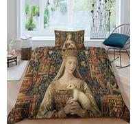 kaiyun Biancheria Da Letto Con Stampa 3D Medieval Regina Holding A Ferret Con Federe Copripiumino Con Cerniera Morbida Microfibra Per La Casa E L'hotel Single(135x200cm)