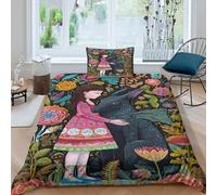 kaiyun Biancheria Da Letto Con Stampa 3D Strana creatura e bambina Con Federe Copripiumino Con Cerniera Morbida Microfibra Per La Casa E L'hotel Single（135x200cm）
