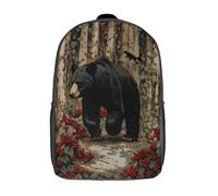 kaiyun Black Orso nella foresta Zaini Junior Per Bambini Nature Fauna selvatica Zainetto,ragazze,ragazzo,bambino,3D Big Bag Scuola,zaino Da Viaggio 17inch