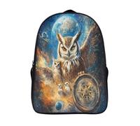 kaiyun Brújula futurista Zaino Per Ragazzi Adolescenti Búho sonriente y búho pequeño Cartella Scuola Casual Borse Studenti Della Zainetto Scolastico Backpack 16 inch