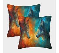 kaiyun Caldo contro freddo Fodera Per Cuscino Wolfs Decorazione Della Casa Soggiorno Camera Da Letto 40x40cm 2 Pacchi