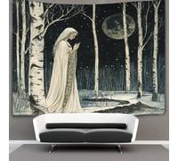 kaiyun Candelora, Giovane Dea Arazzo Da Parete,Tapestry Wall 3D Stampa Betulla Luna nera,Utilizzato in Camera Da Letto,Soggiorno,Copriletto,Decorazione Murale 150cmx200cm