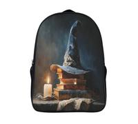 kaiyun Cappello da strega, libro, candela Zaini Junior Per Bambini Stile dipinto a olio Zainetto,ragazze,ragazzo,bambino,3D Big Bag Scuola,zaino Da Viaggio 16 inch