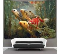 kaiyun Carpe koi che nuotano tra i canneti Arazzo Appendere Alla Parete, Arte Murale Estetico Per La Decorazione Della Casa,per Soggiorno,camera Da Letto,130cmx150cm