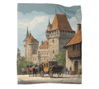 kaiyun Carrozze aristocratiche, stile illustrativo dell'Europa medievale Coperte Coperta Da Viaggio Super Morbida,leggera,calda E Confortevole 40x50inch(100x130cm)