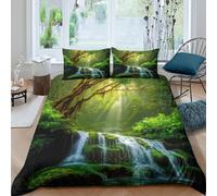 kaiyun Cascata nella foresta Set Copripiumino 3 Pezzi, in Microfibra Set Di Biancheria Da Letto Per, 3D Stampa Panorama le Paesaggio Per Adulti, Adolescenti King（220x240cm）