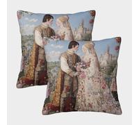 kaiyun Castello e fiori Fodere Per Cuscini Una storia d'amore Decorativi Per La Casa Adatti Per Ragazzo/ragazza Soggiorno Camera Da Letto Divano Poltrona 40x40cm 2 Pacchi