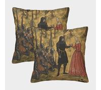 kaiyun Cavaliere e dama bionda Fodera Per Cuscino Stile illustrativo del XIV secolo Con Cerniera Invisibile Decorativo Sedie Soggiorno Camera Da Letto 50x50cm 2 Pacchi