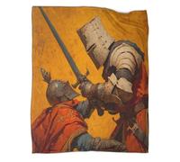 kaiyun Cavaliere medievale che alza la lancia Coperta in Flanella Stile di pittura a olio Coperte Morbide E Leggere Per Tutte Le Stagioni Lenzuola Casa E Viaggio 50x60inch(127x152cm)