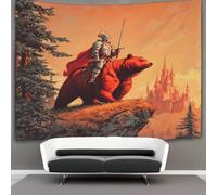 kaiyun Cavaliere sul dorso di un orso rosso Arazzo Per Camera Da Letto Estetico, Da Appendere Alla Parete Per La Decorazione Della Casa 100cmx150cm