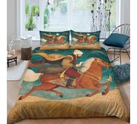 kaiyun Cavalieri all'epoca di Gengis Khan Set Copripiumino Completo Stampata Con Federe Microfibra 3D Stampa Set Biancheria Da Letto Adolescenti King（220x240cm）
