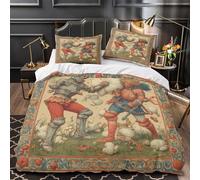 kaiyun Cavalieri medievali che combattono con i cuscini Set Copripiumino,set Di Biancheria Da Letto Per in Microfibra Stampa 3D Motivo,con Federa Ragazze Dei Ragazzi Super King（260x220cm）