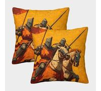 kaiyun Cavalleria in Stile Medievale Fodera Per Cuscino Stile dipinto a olio Con Cerniera Invisibile Decorativo Sedie Soggiorno Camera Da Letto 40x40cm 2 Pacchi