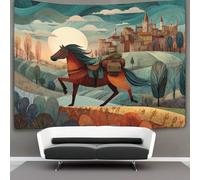 kaiyun Cavalli: un viaggio dalla campagna alla città Arazzo Appendere Alla Parete, Arte Murale Estetico Per La Decorazione Della Casa,per Soggiorno,camera Da Letto,180cmx230cm