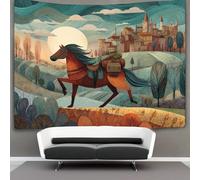 kaiyun Cavalli: un viaggio dalla campagna alla città Arazzo Da Parete,Tapestry Wall 3D Stampa,Utilizzato in Camera Da Letto,Soggiorno,Copriletto,Decorazione Murale 130cmx150cm