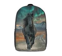 kaiyun Cavallo elegante Sacchetti Di Scuola Aurora Boreale over Icelandic Volcano Elementare Ragazzi Bambina Zaino Asilo Bambino Zaini Scuola Bambini Zainetto 17inch
