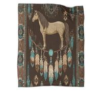 kaiyun Cavallo Pattern Coperta Stile aborigeno del sud-ovest Lenzuola Per Dormitorio Di Nuova Concezione,morbida,confortevole,soffice,adatta A Tutte Le Stagioni 70x80inch(180x200cm)