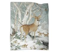 kaiyun Cerf dans la forêt enneigée Manta, Ropa Cama Suave Y Liviana Para Todas Las Estaciones Perfecta Para Picnics,viajes,decoración Del Hogar 70x80inch(180x200cm)