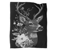 kaiyun Cerva su sfondo nero Coperta 3D Divano Stampa Per Adolescenti E Adulti,morbida Trapunta in Peluche 50x60inch(127x152cm)