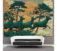 kaiyun Cervi dalle lunghe corna corrono e saltano tra gli alberi Arazzi Estetica - Arazzo Da Parete Indie Decorazione Della Stanza Appeso A Parete, Arte Da Parete 70cmx100cm