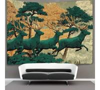 kaiyun Cervi dalle lunghe corna corrono e saltano tra gli alberi Arazzi Estetica - Arazzo Da Parete Indie Decorazione Della Stanza Appeso A Parete, Arte Da Parete 180cmx230cm