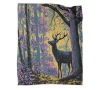 kaiyun Cervi nella foresta Coperta Da Campeggio Esterna Stampata Calda,morbida E Traspirante Copriletto Per Camera Da Letto Quattro Stagioni 80x90inch(200x230cm)