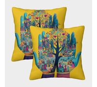 kaiyun Che tiene un albero con entrambe le mani Fodera Per Cuscino Moderna Cuscino Casa Camera Da Letto Divano Auto Ufficio Esterno 50x50cm 2 Pacchi