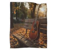 kaiyun Chitarra acustica su una panchina di legno nel parco Coperta Da Campeggio Esterna Stampata Calda,morbida E Traspirante Copriletto Per Camera Da Letto Quattro Stagioni 40x50inch(100x130cm)