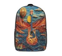 kaiyun Chitarra Zainetto La Scuola Acqua blu e montagne rosse, mongolfiera Leggero Zaino Ideale Per Bambini E Ragazze 17inch