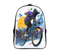 kaiyun Ciclista con casco nero in sella a una bicicletta blu Borsa Da Scuola Zaino Unisex Bambini,Nero 16 inch