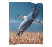 kaiyun Cicogna bianca che vola nel cielo blu Coperta in Flanella Campo di grano Coperte Morbide E Leggere Per Tutte Le Stagioni Lenzuola Casa E Viaggio 70x80inch(180x200cm)