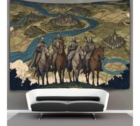 kaiyun Cinque cavalieri a cavallo, un castello medievale Arazzo Da Parete,Tapestry Wall 3D Stampa,Utilizzato in Camera Da Letto,Soggiorno,Copriletto,Decorazione Murale 180cmx230cm