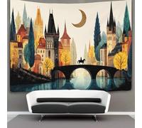 kaiyun Città fantasy medievale sul fiume Arazzo Da Parete Arazzi Da Appendere Alla Parete Camera Da Letto Decorazioni Per La Casa 100cmx150cm