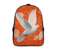 kaiyun Colomba bianca che vola su sfondo arancione Zaino Scuola Per Bambini,Borsa Scuola Ragazzi Ragazza,Zainetto Zaini Sacca Da Bambina Per Viaggi,Sport 16 inch