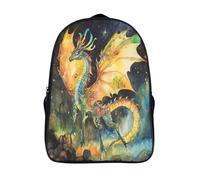 kaiyun Colorato Drago Borsa Da Scuola Elemento dell'Aurora Boreale Zaino Unisex Bambini,Nero 16 inch