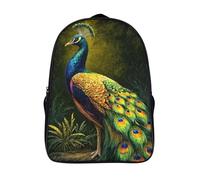 kaiyun Colorful Pavone, Forest at Night Zaini Per Bambini, Zaino Scuola Elementare,Borsa Scuola Materna Nido,Zainetto Asilo Bambino,39x29x16cm