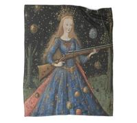 kaiyun Coperta Fata con fucile in mano- Arte medievale,Morbida E Calda,lenzuola in Flanella Con Motivo 3D,Adatto Per Uso Domestico E Campeggio 50x60inch(127x152cm)