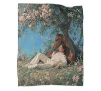 kaiyun Coperta Giovane uomo e cavallo sotto un grande albero,Morbida E Calda,lenzuola in Flanella Con Motivo 3D,Adatto Per Uso Domestico E Campeggio 50x60inch(127x152cm)