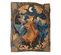 kaiyun Coperta Una donna con un cappello a punta danza con grazia sotto la luna crescente.,Morbida E Calda,lenzuola in Flanella Con Motivo 3D,Adatto Per Uso Domestico E Campeggio 80x90inch(200x230cm)