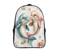 kaiyun Coppia di delfini Zaino Scuola Per Bambini,Borsa Scuola Ragazzi Ragazza,Zainetto Atmosfera mediterranea retrò Zaini Sacca Da Bambina Per Viaggi,Sport 16 inch