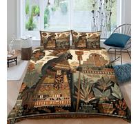 kaiyun Copripiumino Da Dea azteca con scettro cerimoniale in 3 Pezzi,set Di Biancheria Da Letto Con Stampati in 3D,federe,in Microfibra,per Ragazzo, Ragazza Double(200x200cm)