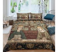 kaiyun Copripiumino Da Illustrazioni di manoscritti medievali in 3 Pezzi,set Di Biancheria Da Letto Con Stampati in 3D,federe,in Microfibra,per Ragazzo, Ragazza King（220x240cm）
