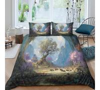 kaiyun Cornice ad arco le, albero magico, animali Copripiumino 3D Stampata Con Cerniera E Federa,Biancheria Da Letto Set 3 Pieces in Microfibra Per Per La Casa E L'hotel Double（200x200cm）