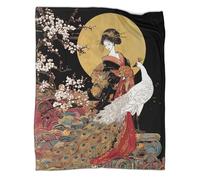 kaiyun Cortigiana raffinata e pavone bianco Coperta Stampata in 3D Copriletto Di Design Biancheria Da Letto in Microfibra Morbida E Calda Biancheria Da Letto Per Divano 80x90inch(200x230cm)