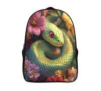 kaiyun Cute Green Serpiente Zaini Stampa 3D Multifunzione Zaino Da ViaggioColorido Flores Librobag Tasche Nascoste Laterali Daypack Borsa Da Scuola 16 inch